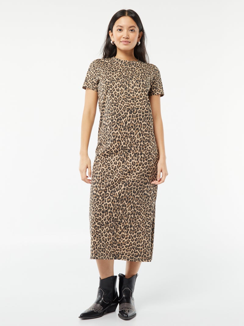 Vestido tipo t-shirt comprido BEGE - Kiabi