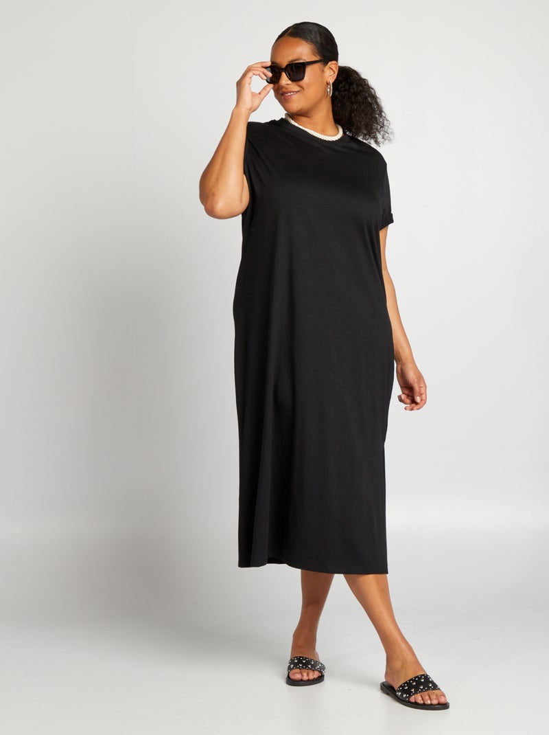 Vestido tipo t-shirt comprido Preto - Kiabi