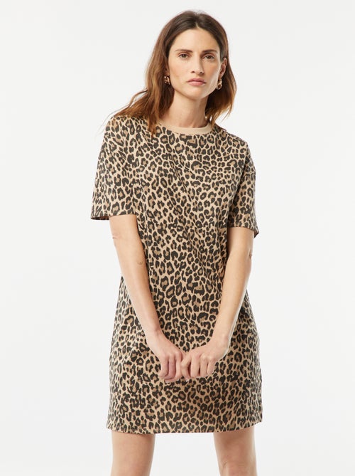 Vestido tipo t-shirt de algodão - Kiabi