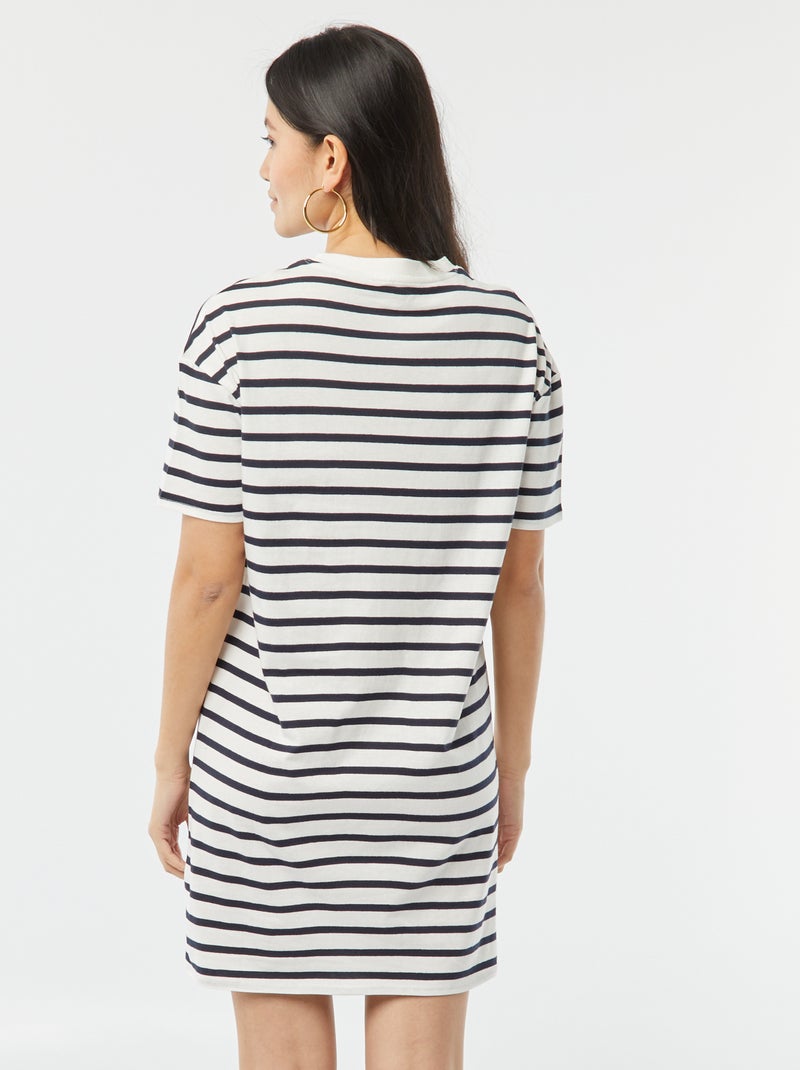 Vestido tipo t-shirt de algodão BRANCO - Kiabi