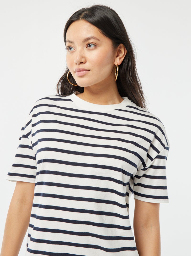 Vestido tipo t-shirt de algodão BRANCO - Kiabi