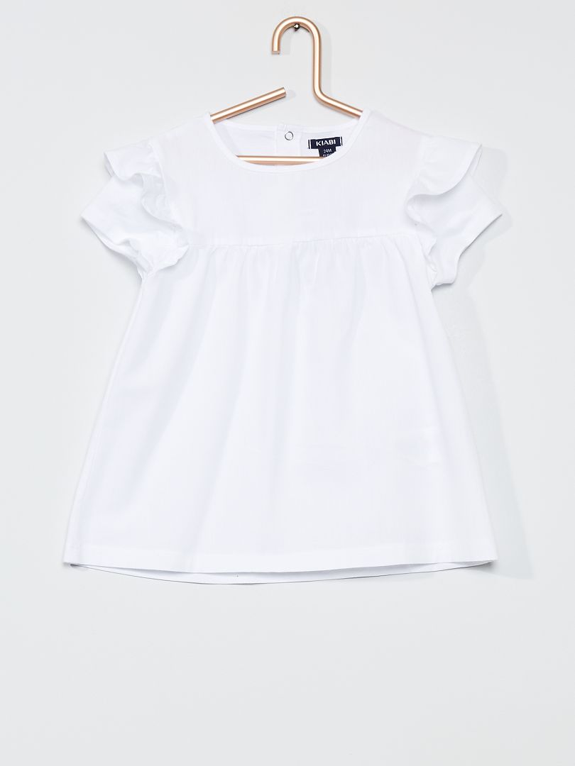 Vestido tipo t-shirt de algodão Branco - Kiabi