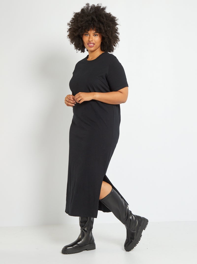 Vestido tipo t-shirt em jersey Preto - Kiabi