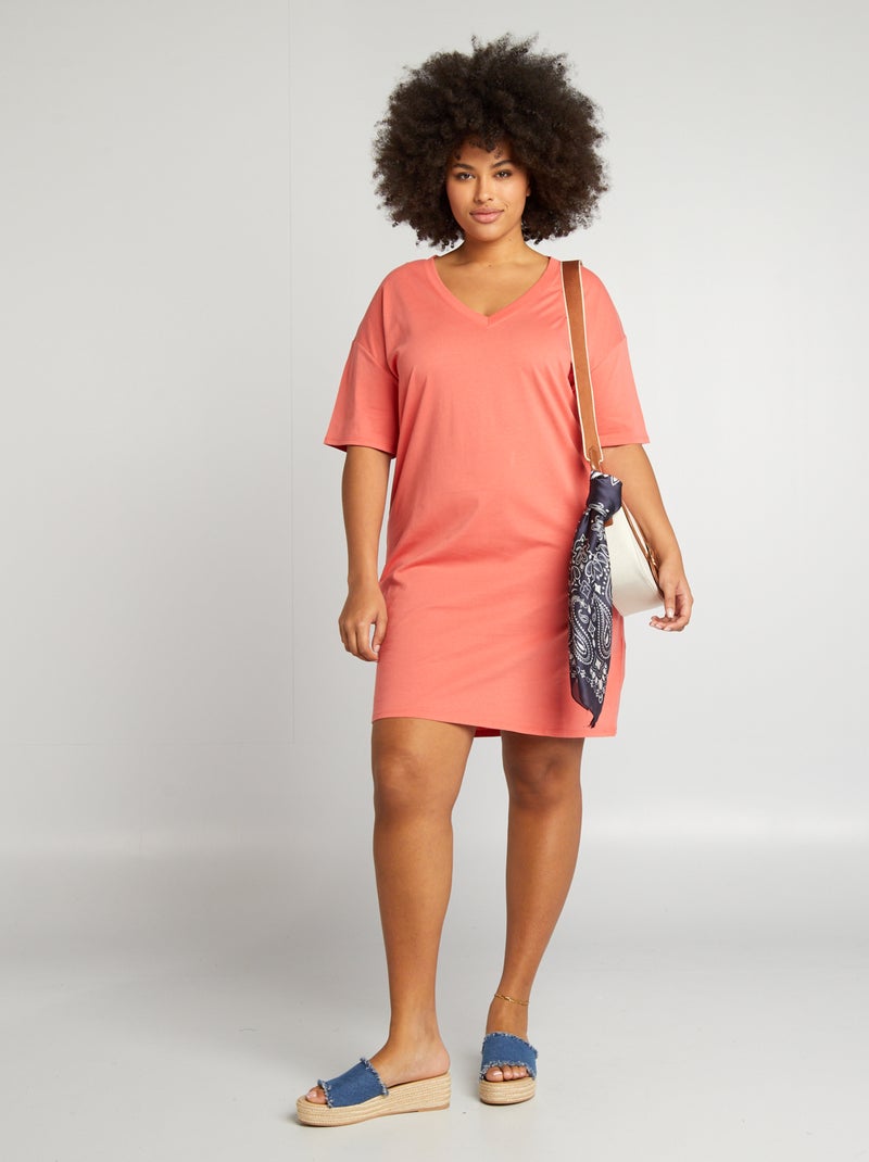 Vestido tipo t-shirt largo LARANJA - Kiabi