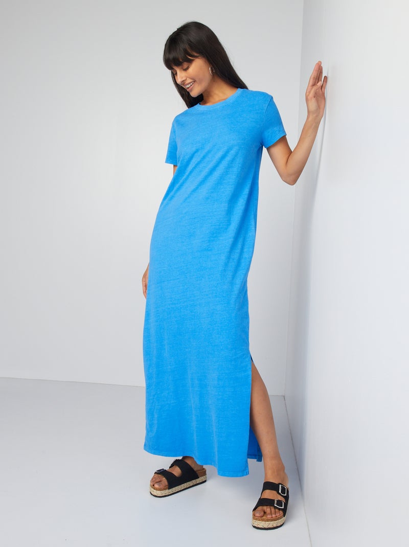Vestido tipo t-shirt maxi AZUL - Kiabi