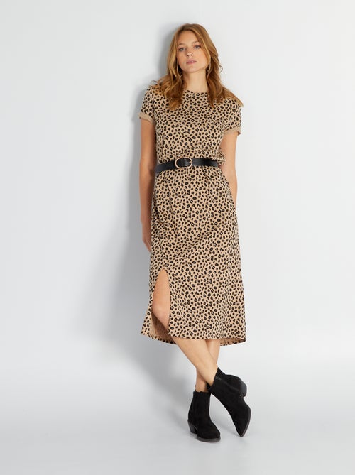 Vestido tipo t-shirt pelo joelho em jersey - Kiabi