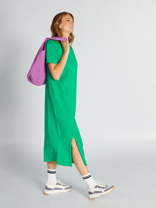 Vestido tipo t-shirt pelo joelho em jersey - Kiabi