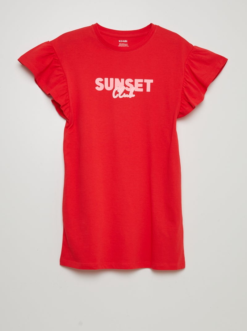 Vestido tipo t-shirt 'tye and dye' VERMELHO - Kiabi