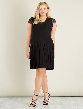 Vestido trapézio com folhos - Kiabi