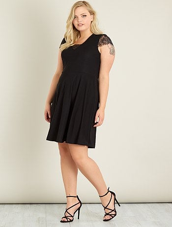 Vestido trapézio com folhos - Kiabi