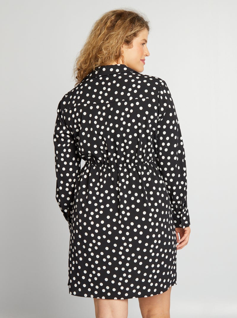 Vestido trespassado às bolinhas PRETO - Kiabi