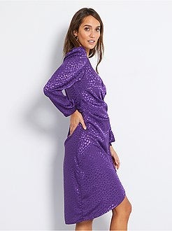 Vestido trespassado com efeito acetinado - Kiabi