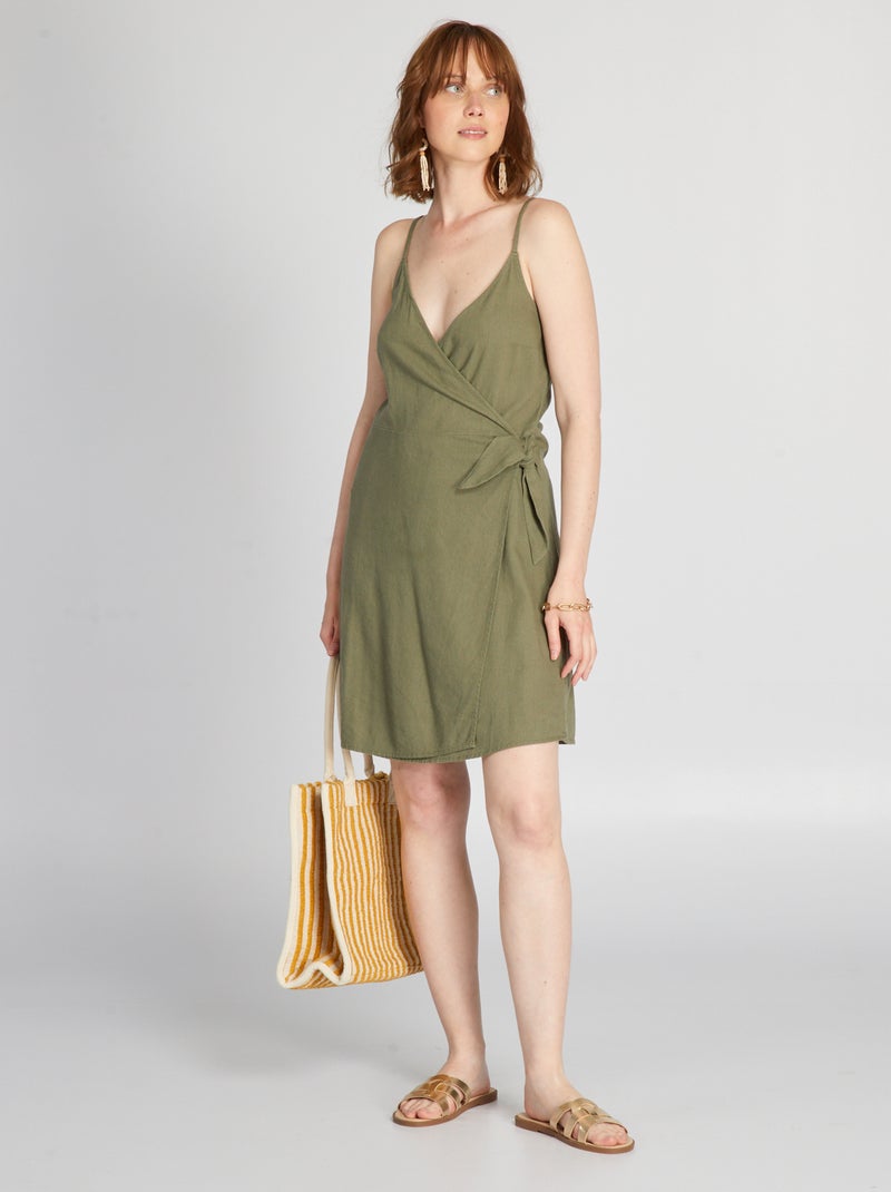Vestido trespassado Verde Lichene - Kiabi