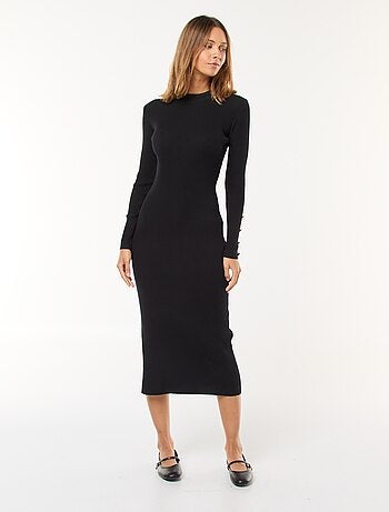 Vestido tubo canelado comprido