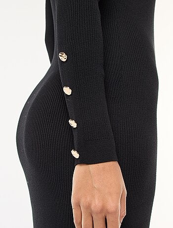 Vestido tubo canelado comprido