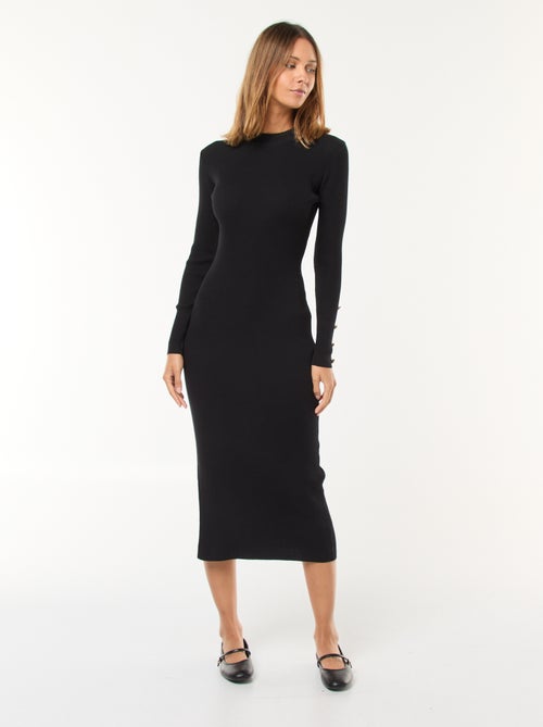 Vestido tubo canelado comprido - Kiabi