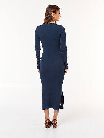 Vestido tubo canelado comprido