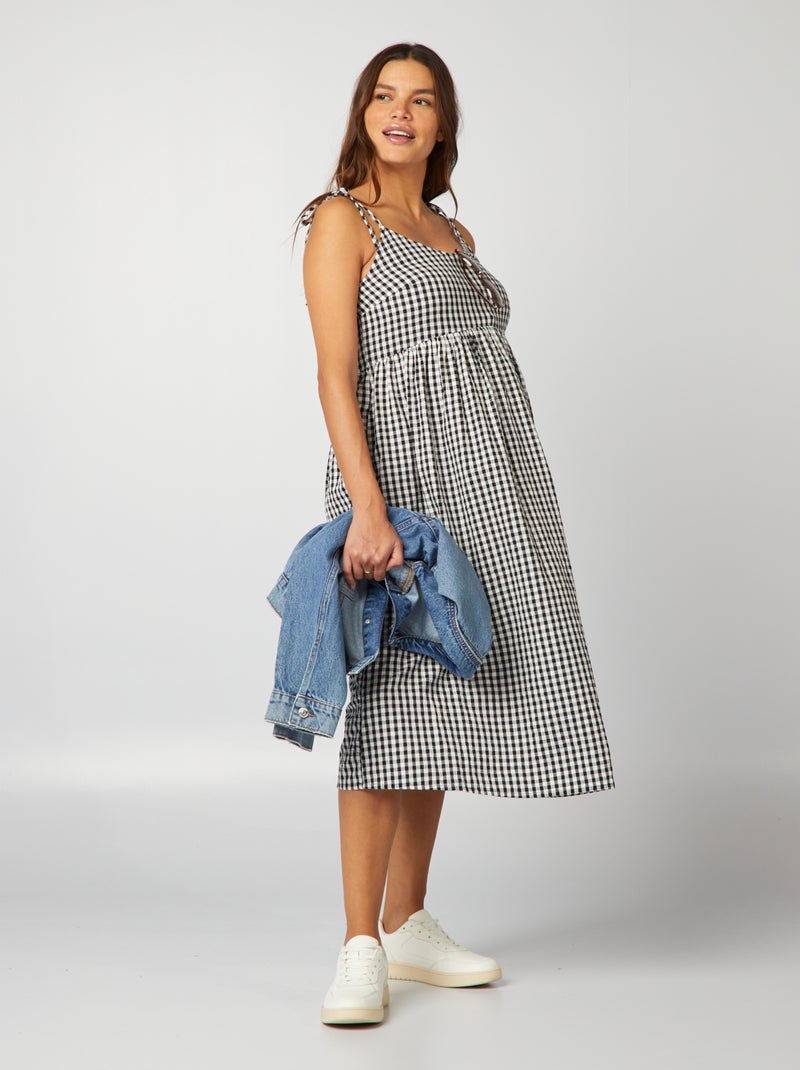 Vestido vichy de amamentar PRETO - Kiabi