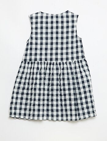 Vestido vichy de manga curta com laço + scrunchie