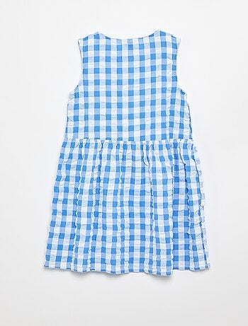 Vestido vichy de manga curta com laço + scrunchie
