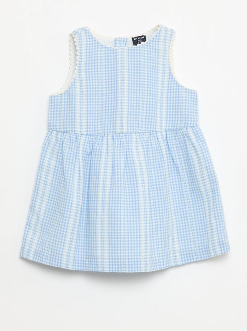 Vestido vichy em gaze de algodão - Kiabi