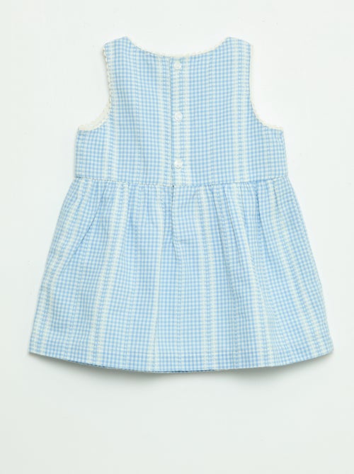 Vestido vichy em gaze de algodão - Kiabi