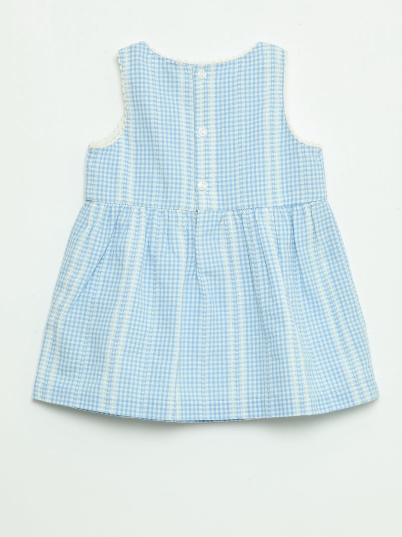 Vestido vichy em gaze de algodão Azul - Kiabi