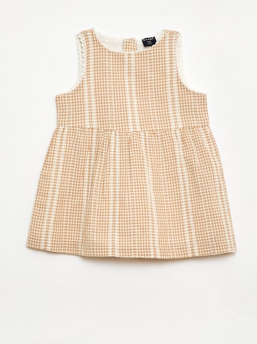 Vestido vichy em gaze de algodão - Kiabi