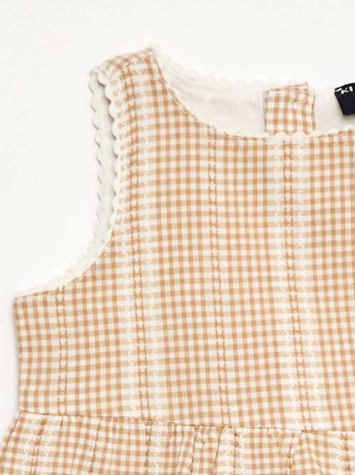 Vestido vichy em gaze de algodão - Kiabi
