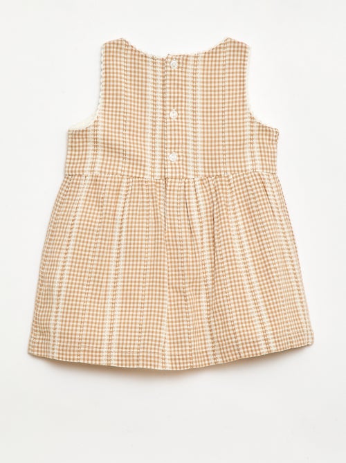 Vestido vichy em gaze de algodão - Kiabi
