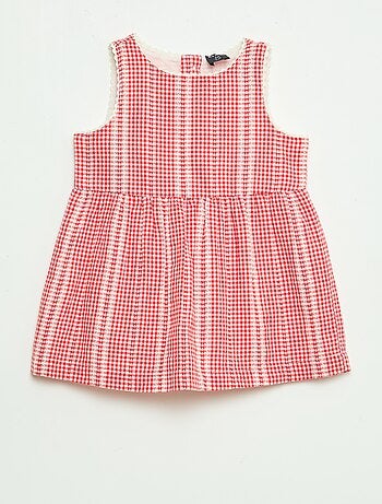 Vestido vichy em gaze de algodão