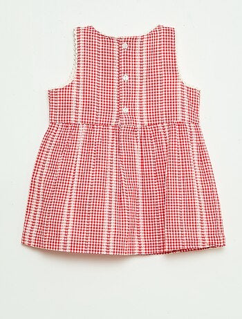 Vestido vichy em gaze de algodão