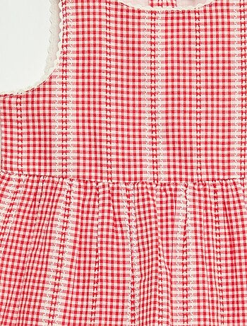Vestido vichy em gaze de algodão