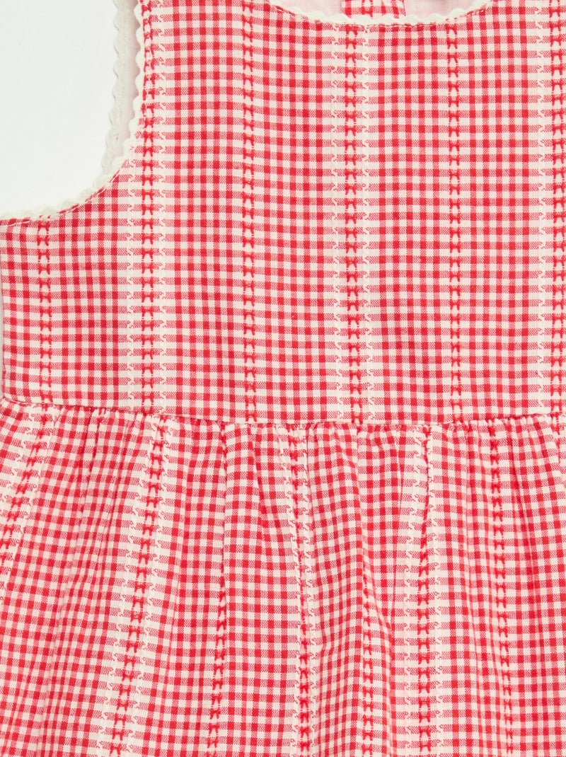 Vestido vichy em gaze de algodão Vermelho - Kiabi