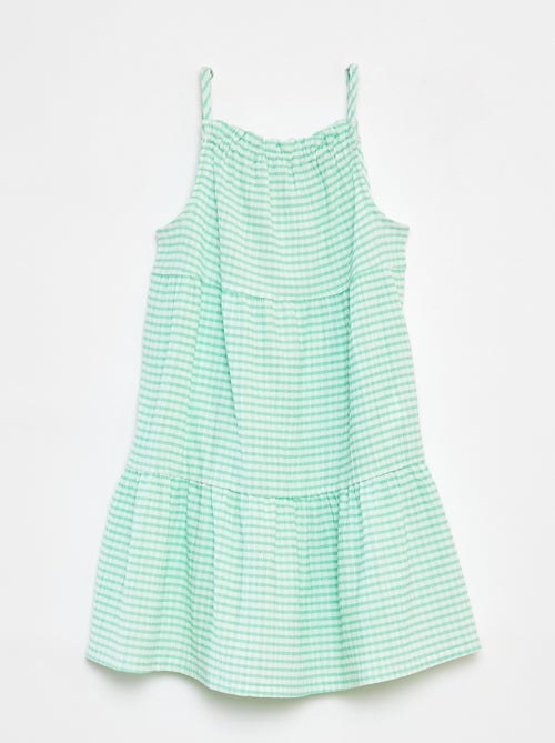 Vestido vichy evasé - Kiabi