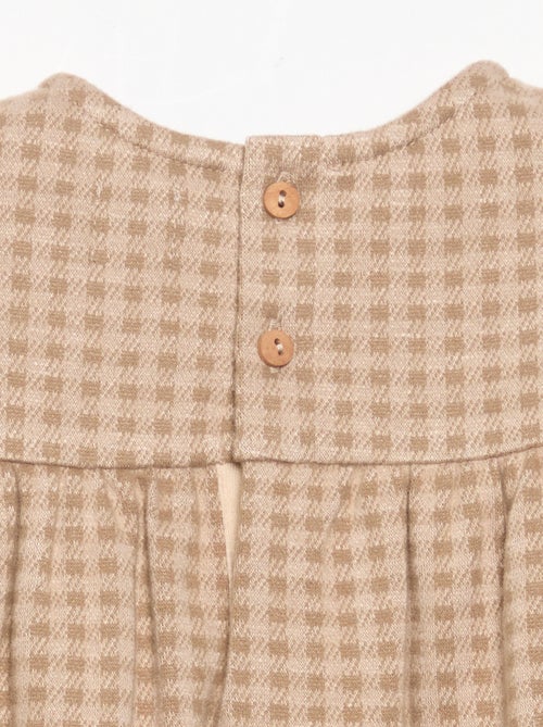 Vestido xadrez de manga comprida - Kiabi