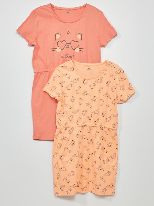 Vestidos em jersey com estampado - Lote de 2 - Kiabi