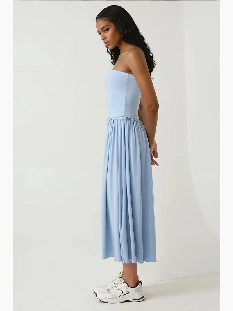 Vestido/saia midi elástico 2 em 1 sem alças hiccup Azul-céu - Kiabi