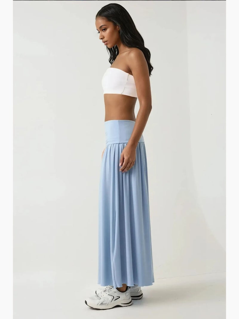 Vestido/saia midi elástico 2 em 1 sem alças hiccup Azul-céu - Kiabi