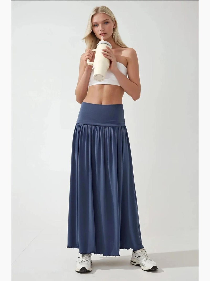 Vestido/saia midi elástico 2 em 1 sem alças hiccup Azul-lago - Kiabi
