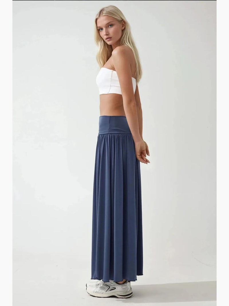 Vestido/saia midi elástico 2 em 1 sem alças hiccup Azul-lago - Kiabi