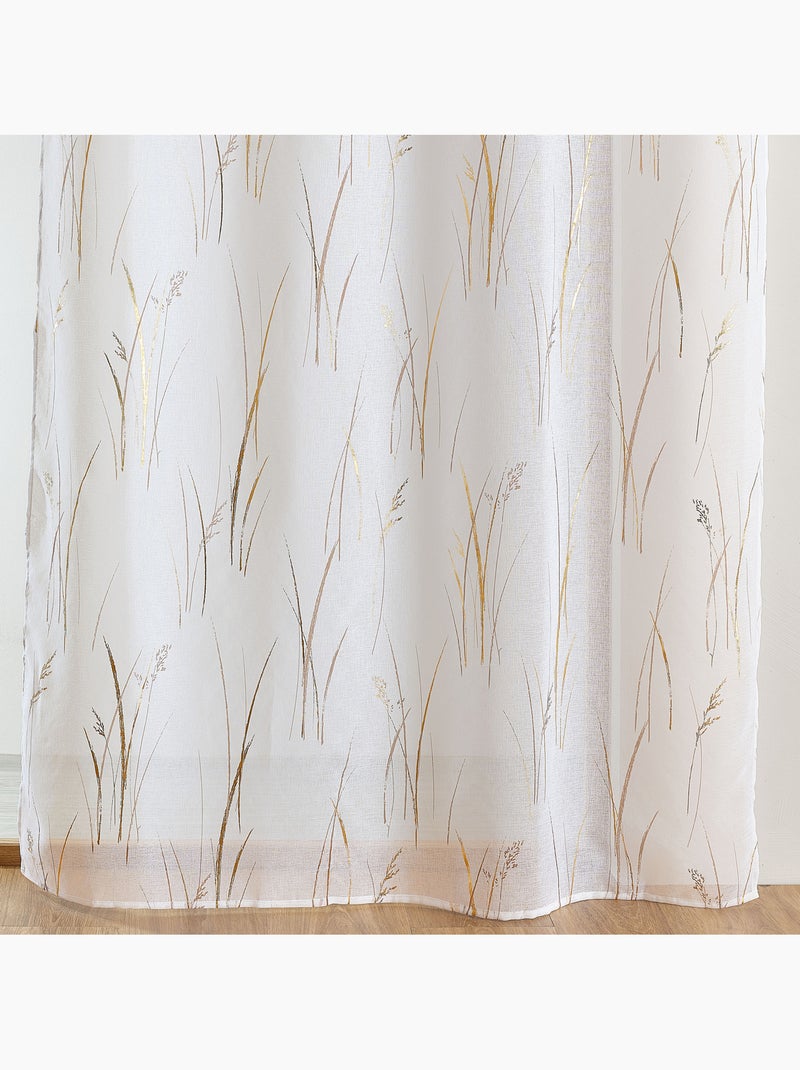 Voil estampado com motivo vegetal e ilhós Dourado/Ouro - Kiabi