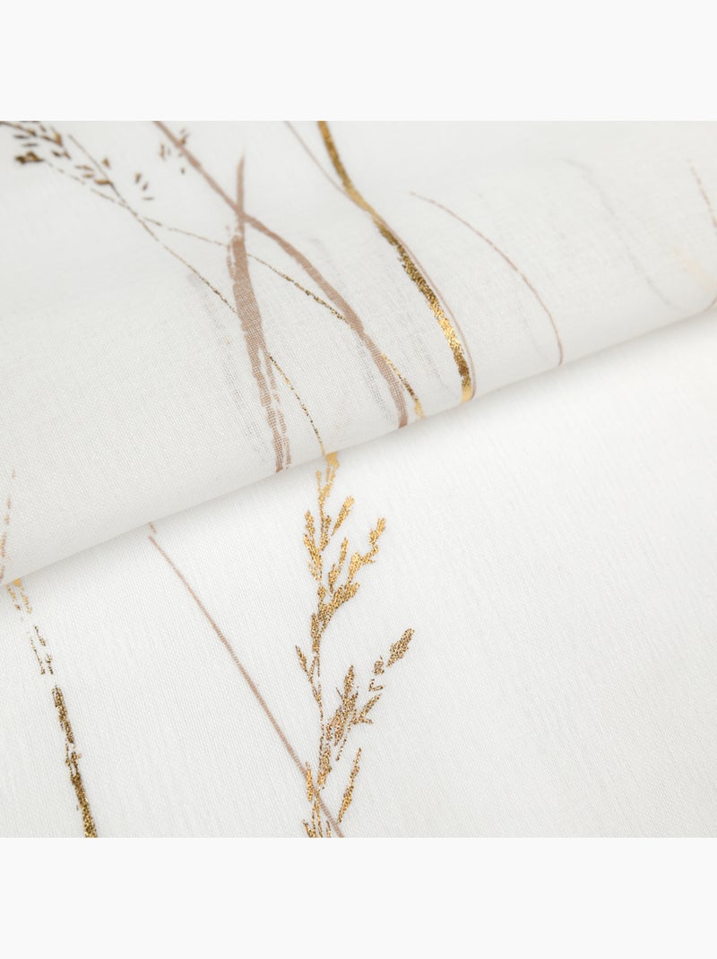 Voil estampado com motivo vegetal e ilhós Dourado/Ouro - Kiabi