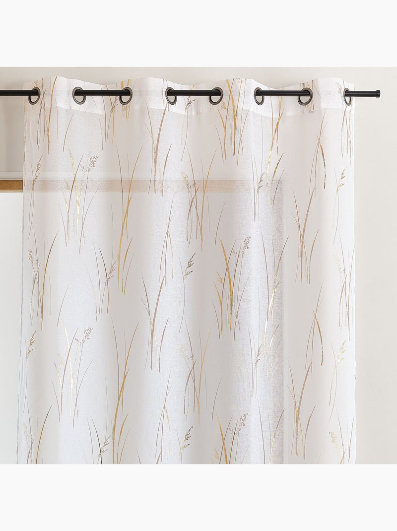 Voil estampado com motivo vegetal e ilhós Dourado/Ouro - Kiabi