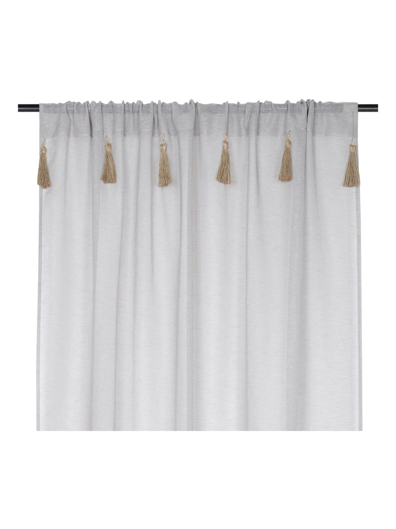 Voile boémio com borlas de juta Madeira natural - Kiabi