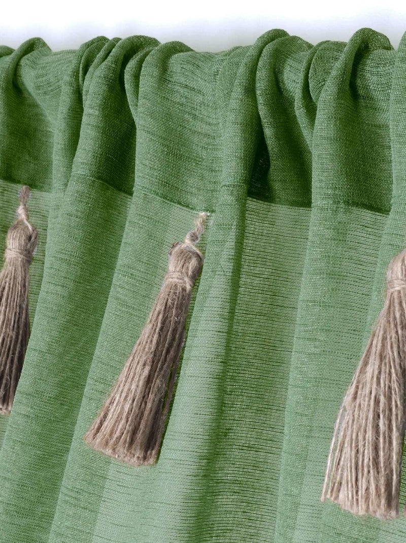 Voile boémio com borlas de juta Verde claro - Kiabi