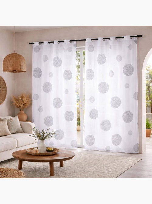 Voile branco com bordados redondos - Kiabi