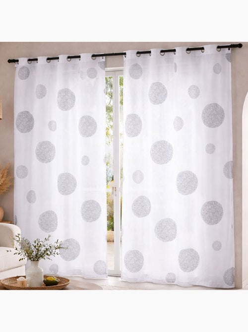 Voile branco com bordados redondos - Kiabi