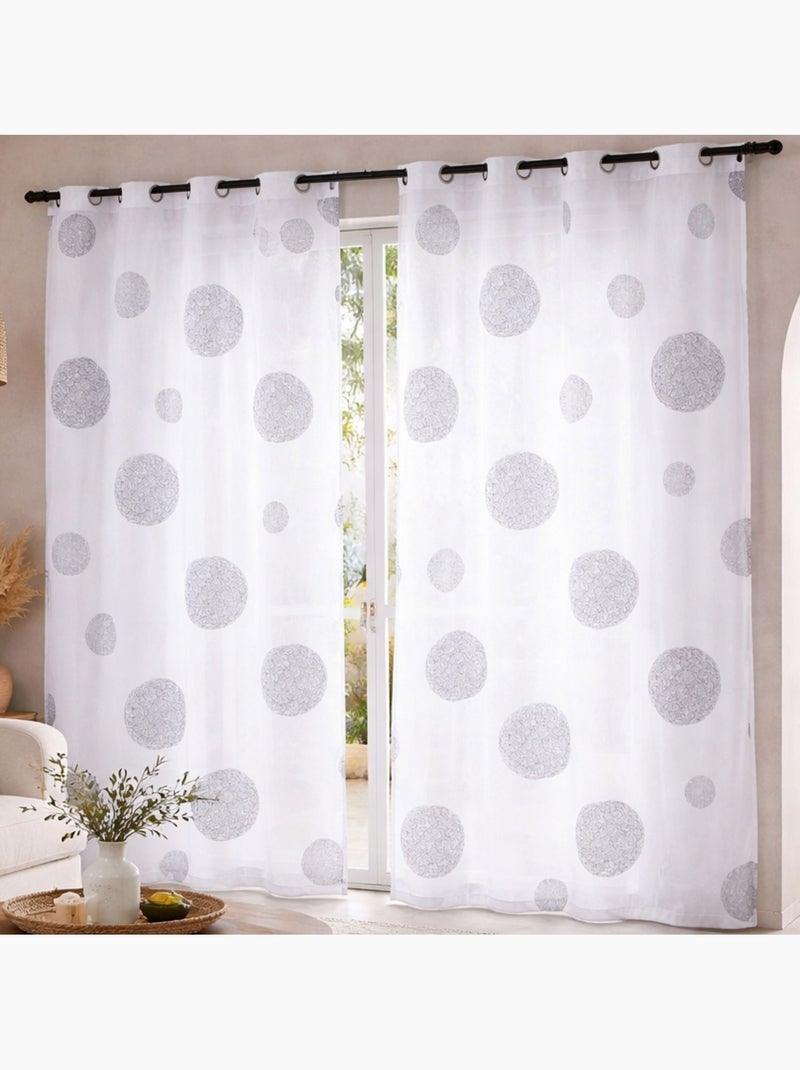 Voile branco com bordados redondos Branco sujo - Kiabi