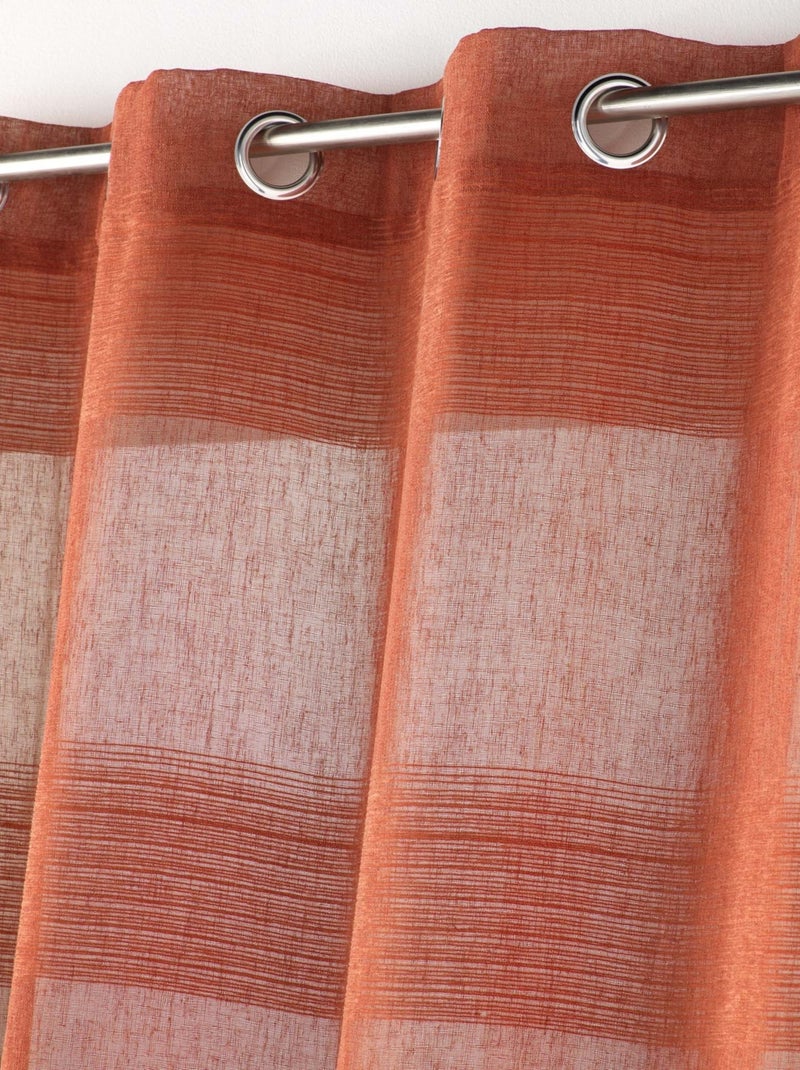 Voile de chenille com efeito de linho às riscas Terracota - Kiabi